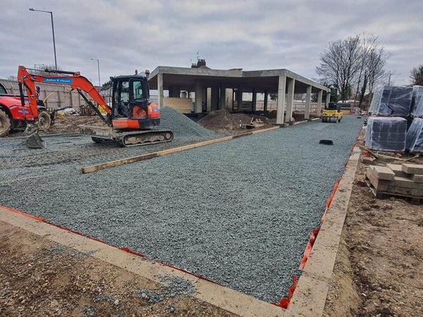 Aggregate base preparation for commercial site