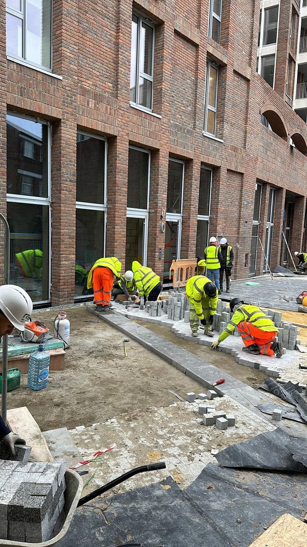 Completed block paving at commercial development