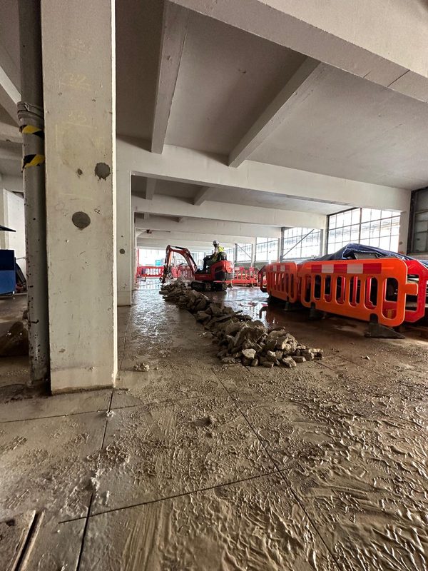 Indoor demolition works in commercial building