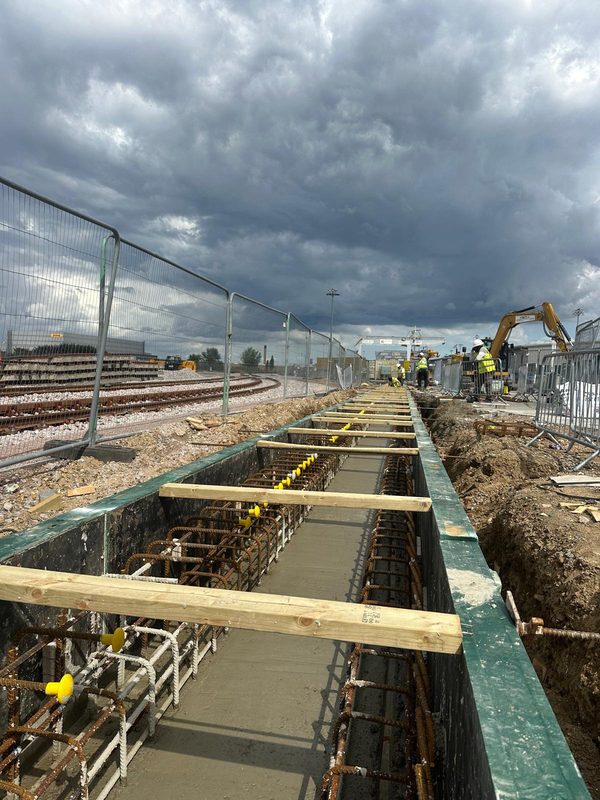 Wide view of formwork and channel construction