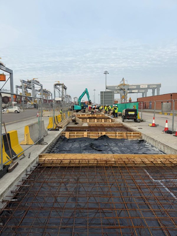 Formwork team working on rebar structure