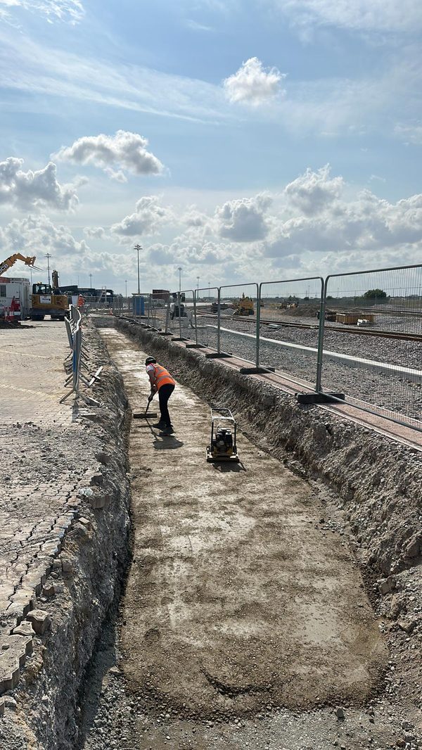 Trench compaction works at port